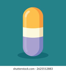 Bright medical capsule vector illustration isolated on dark background. Fully editable vector, isolated from background for easy use and customization.