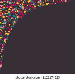 Bright memphis style polka dots on a dark background.