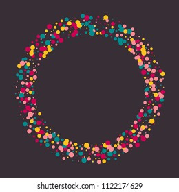 Bright memphis style polka dots on a dark background.