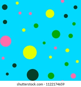 Bright memphis style polka dots seamless pattern on a light background.