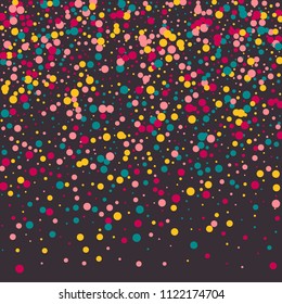 Bright memphis style polka dots on a dark background.