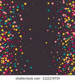 Bright memphis style polka dots on a dark background.