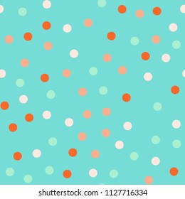 Bright memphis style polka dots seamless pattern.