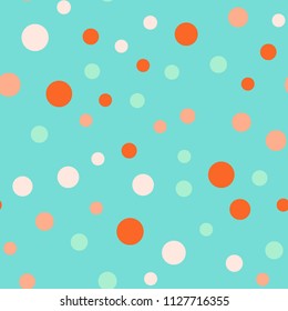 Bright memphis style polka dots seamless pattern.