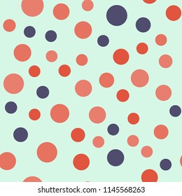 Bright memphis style polka dots seamless pattern on a light background.