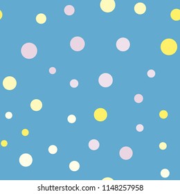 Bright memphis style polka dots seamless pattern on a light background.