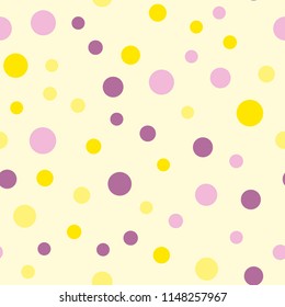 Bright memphis style polka dots seamless pattern on a light background.