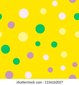 Bright memphis style polka dots seamless pattern on a light background.