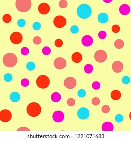 Bright memphis style polka dots. Seamless pattern with polka dots.