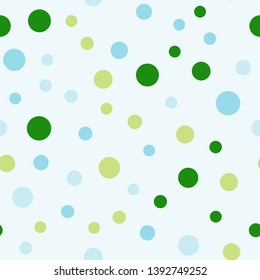 Bright memphis style polka dots seamless pattern. Festive background with multicolored confetti. Yellow, pink, blue circles but against a white background. Flying confetti.