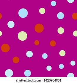 Bright memphis style polka dots seamless pattern. Festive background with multicolored confetti. Yellow, pink, blue circles but against a white background. Flying confetti.