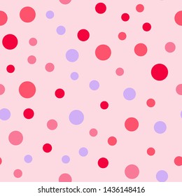 Bright memphis style polka dots seamless pattern. Festive background with multicolored confetti. Yellow, pink, blue circles but against a white background. Flying confetti.