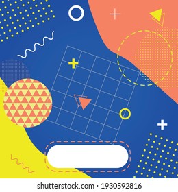 A bright Memphis-style banner. Colorful pattern with geometric shapes, memphis patterns. For advertising, invitations, presentations. Vector, isolated illustration