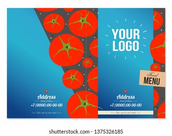 Bright menu cover with red tomatoes