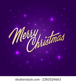 Bright Merry Christmas lettering composition. Vector Illustration.