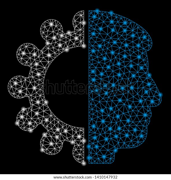 Bright Mesh Android Head Glow Effect Stock Vector Royalty Free