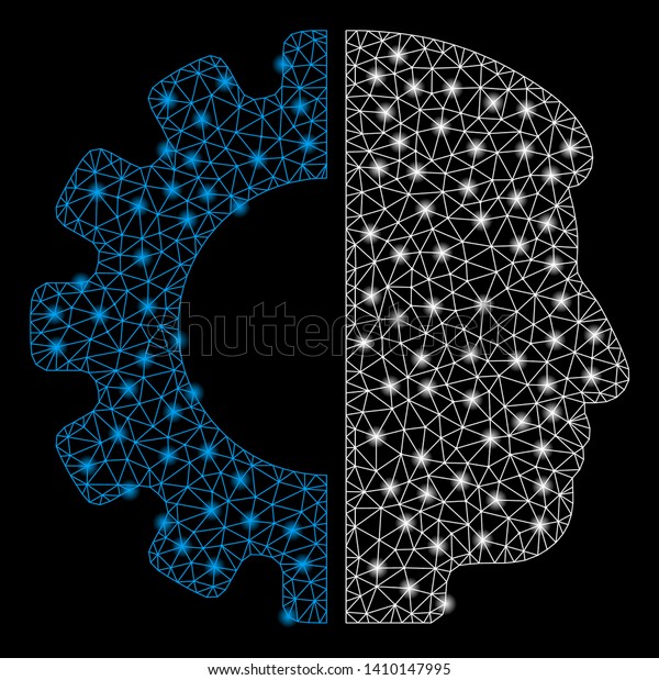 Bright Mesh Android Head Lightspot Effect Stock Vector Royalty Free