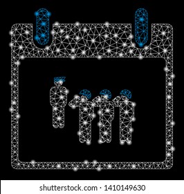 Bright mesh army squad calendar day with glow effect. Shiny wire frame triangular mesh in vector format on a black background. Abstract 2d mesh designed with polygonal grid, small circle,