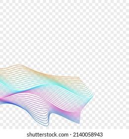 Bright Mesh Background Transparent Vector. Context Banner. Rainbow Contour Motive. Blend Figure Design. Iridescent Synergy Wave.