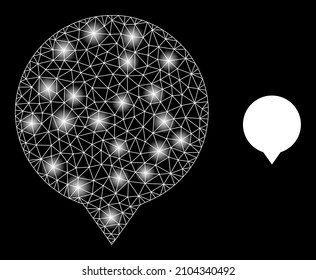 Icono web de banner de malla brillante con puntos iluminados. El modelo iluminado se genera utilizando un icono vectorial de banner. Banner poligonal web de marco brillante, sobre un fondo negro.