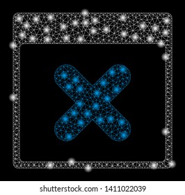 Bright mesh cancel calendar page with glare effect. Abstract illuminated model of cancel calendar page icon.