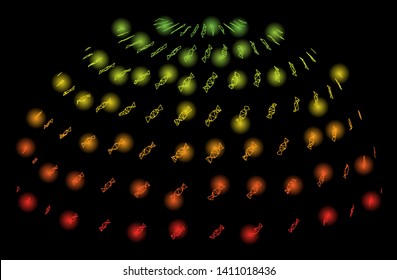 Bright mesh candy abstract semi-sphere with lightspot effect. Abstract illuminated model of candy abstract semi-sphere icon.