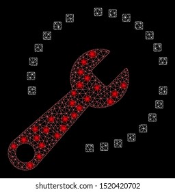 Bright mesh configure diagram with glitter effect. Abstract illuminated model of configure diagram icon. Shiny wire frame polygonal mesh configure diagram. Vector abstraction on a black background.