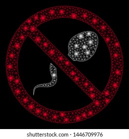Bright mesh contraception with glow effect. Abstract illuminated model of contraception icon. Shiny wire carcass polygonal mesh contraception abstraction in vector format on a black background.