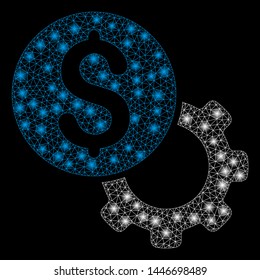 Bright mesh development cost with glow effect. Abstract illuminated model of development cost icon.