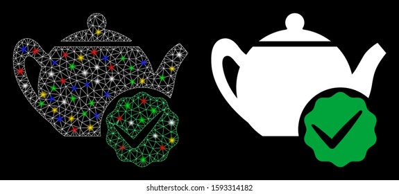 Bright mesh for dummies only icon with sparkle effect. Abstract illuminated model of for dummies only. Shiny wire carcass triangular mesh for dummies only icon.