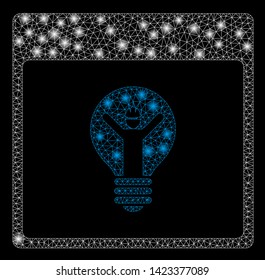 Bright mesh electrician calendar page with glare effect. Abstract illuminated model of electrician calendar page icon. Shiny wire carcass polygonal network electrician calendar page.