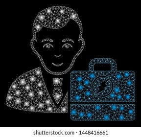 Bright mesh electroneum accounter with glare effect. Abstract illuminated model of electroneum accounter icon. Shiny wire carcass polygonal mesh electroneum accounter.