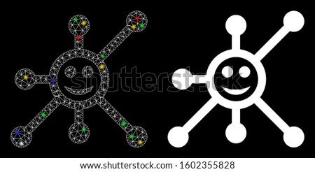 Bright mesh happy masternode links icon with glare effect. Abstract illuminated model of happy masternode links. Shiny wire frame polygonal mesh happy masternode links icon. Stock photo © 