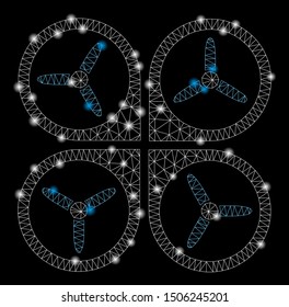 Bright mesh with lightspot effect. Shiny wire frame polygonal mesh  Vector abstraction on a black background.
