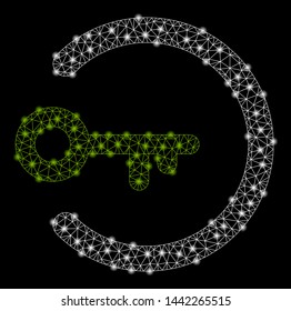 Bright mesh login access with glow effect. Shiny wire frame triangular mesh in vector format on a black background. Abstract 2d mesh designed with triangular lines, small circle, glossy flare spots.