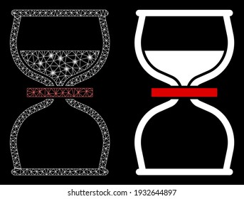Bright mesh never with glare effect. Abstract illuminated model based on never icon. Shiny wire carcass polygonal mesh never. Vector abstraction on a black background.