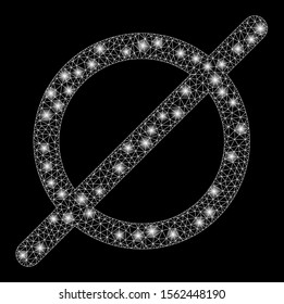 Bright mesh nothing with glitter effect. Abstract illuminated model of nothing icon. Shiny wire frame polygonal mesh nothing. Vector abstraction on a black background.