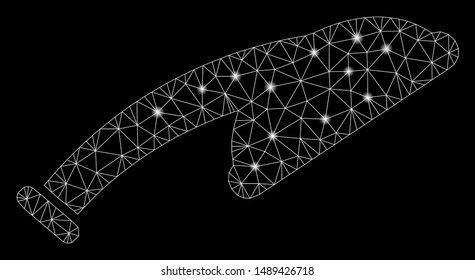 Bright mesh shower head with glitter effect. Abstract illuminated model of shower head icon. Shiny wire frame polygonal mesh shower head. Vector abstraction on a black background.