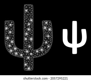Helle Masche Vektorgrafik Psi Griechisches Kleinbuchstabensymbol mit Brilleneffekt. Weiße Masche, helle Flecken auf schwarzem Hintergrund mit Psi-Griechisch-Symbol in Kleinbuchstaben.