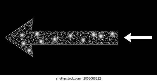 Bright mesh vector send left with glare effect. White mesh, bright spots on a black background with send left icon. Mesh and lightspot elements are placed on different layers.