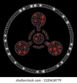 Bright mesh WMD nerve agent chemical warfare with glow effect. Abstract illuminated model of WMD nerve agent chemical warfare icon. Shiny wire frame polygonal mesh WMD nerve agent chemical warfare.