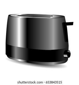Bright Metal Glossy Toaster. Vector illustration isolated on white.