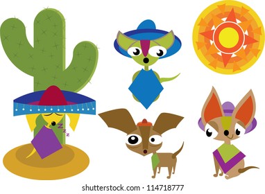 Bright Mexican Cartoon Characters Sun Stock Vector (Royalty Free