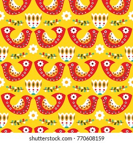 Bright Mexican folk seamless pattern in flat design. Vector illustration