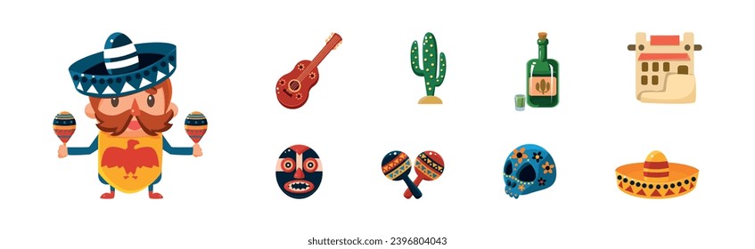 Bright Mexican Traditional Symbols and Attribute Vector Set