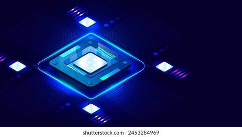 Bright microchip processor background vector design in eps 10