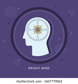 Bright mind icon concept with human head