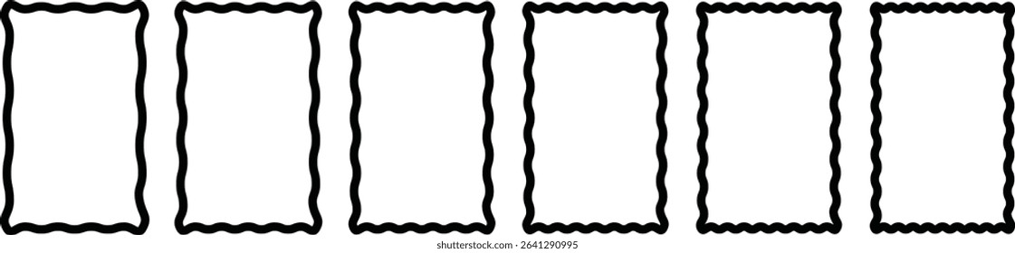 Bright and Minimal Curvy Frame Vector Borders in Multiple Colors for Decorative Graphic Projects, Poster Templates, or Web Layout Accents