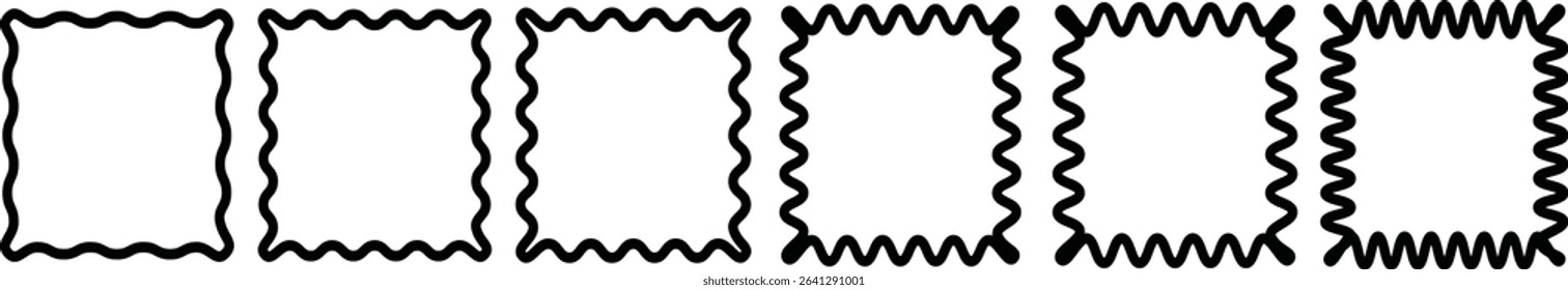 Bright and Minimal Curvy Frame Vector Borders in Multiple Colors for Decorative Graphic Projects, Poster Templates, or Web Layout Accents