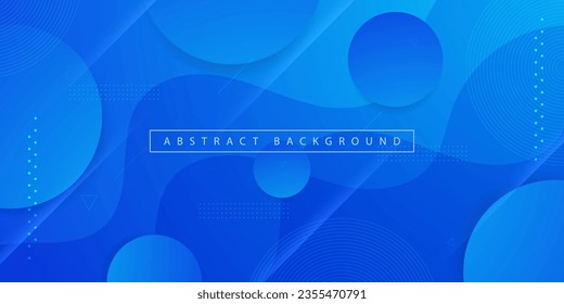 Fondo azul de la onda de gradiente geométrico mínimo brillante con formas simples compotición del patrón de círculo. Diseño azul colorido. Concepto elegante. Vector Eps10